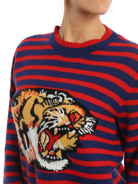 gucci tiger print crew neck sweater|Gucci tiger sweater women.